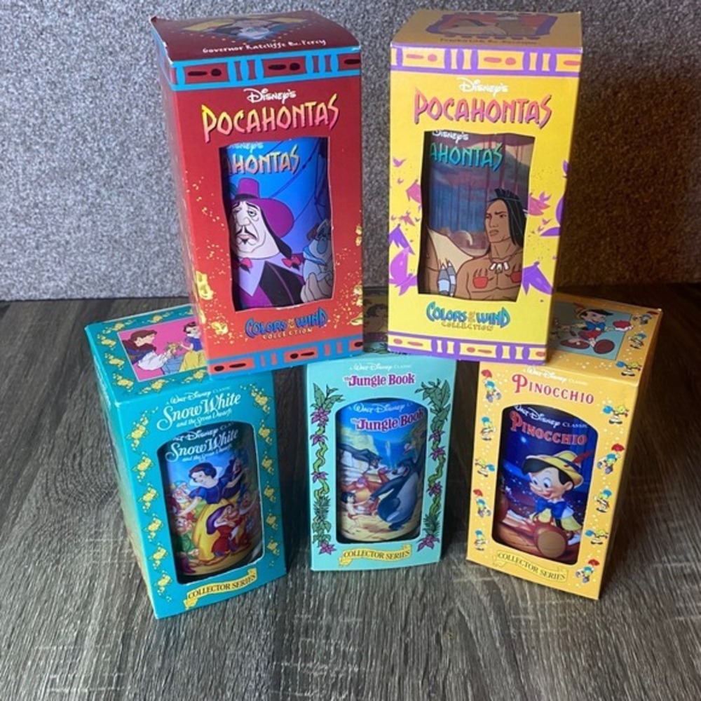 Disney Collector Series Glasses Jungle Book Pinocchio Snow White Burger King‎